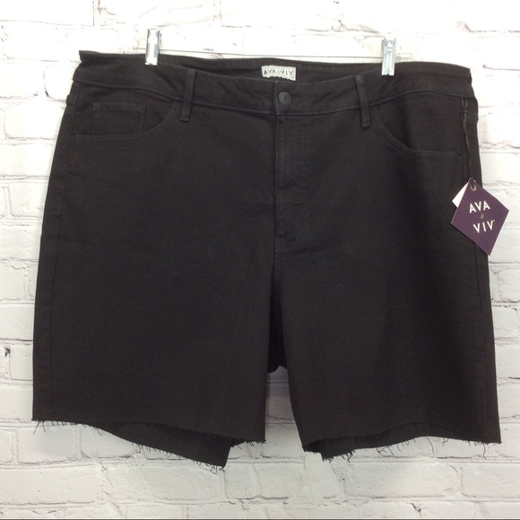 Ava & Viv Jean Shorts Women’s Plus Sz 22W Blk High Rise Cutoff Distressed Ripped - Picture 5 of 9